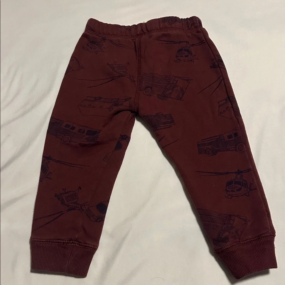 Carter's Burgundy Joggers with Vehicle Print